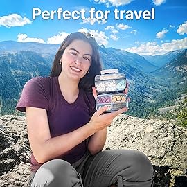 Travel Pill Organizer - Airtight Medicine Case for Traveling Portable Pharmacy Box with Labels Vitamin Container 8 Compartment Supplement Medication Holder Large Capacity Daily (Grey)