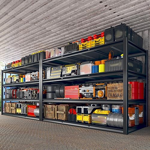 Miniatura 8 de REIBII Estantes de almacenamiento de garaje de 60 pulgadas de ancho, estantería de metal de 2650 libras, estantes de garaje resistentes, estante