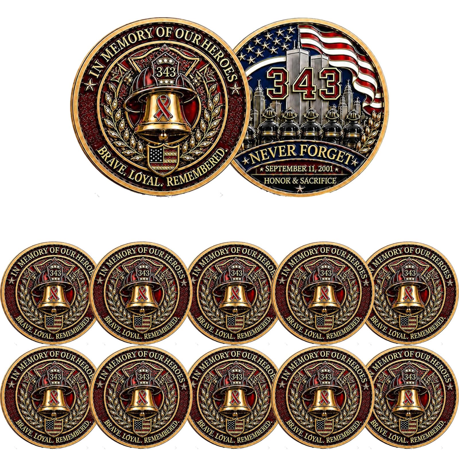 Moneda del 25.º aniversario de los bomberos (343) (10pcs)