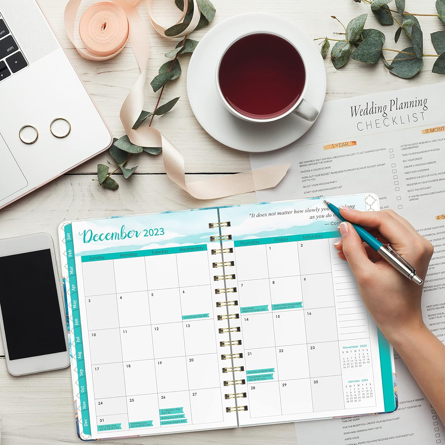 2023 Planner - 2023 Weekly & Monthly Planner with Tabs, 6.3" x 8.4", January 2023 - December 2023, Hardcover with Back Pocket + Thick Paper + Twin-Wire Binding - Contrast Watercolor : Office Products