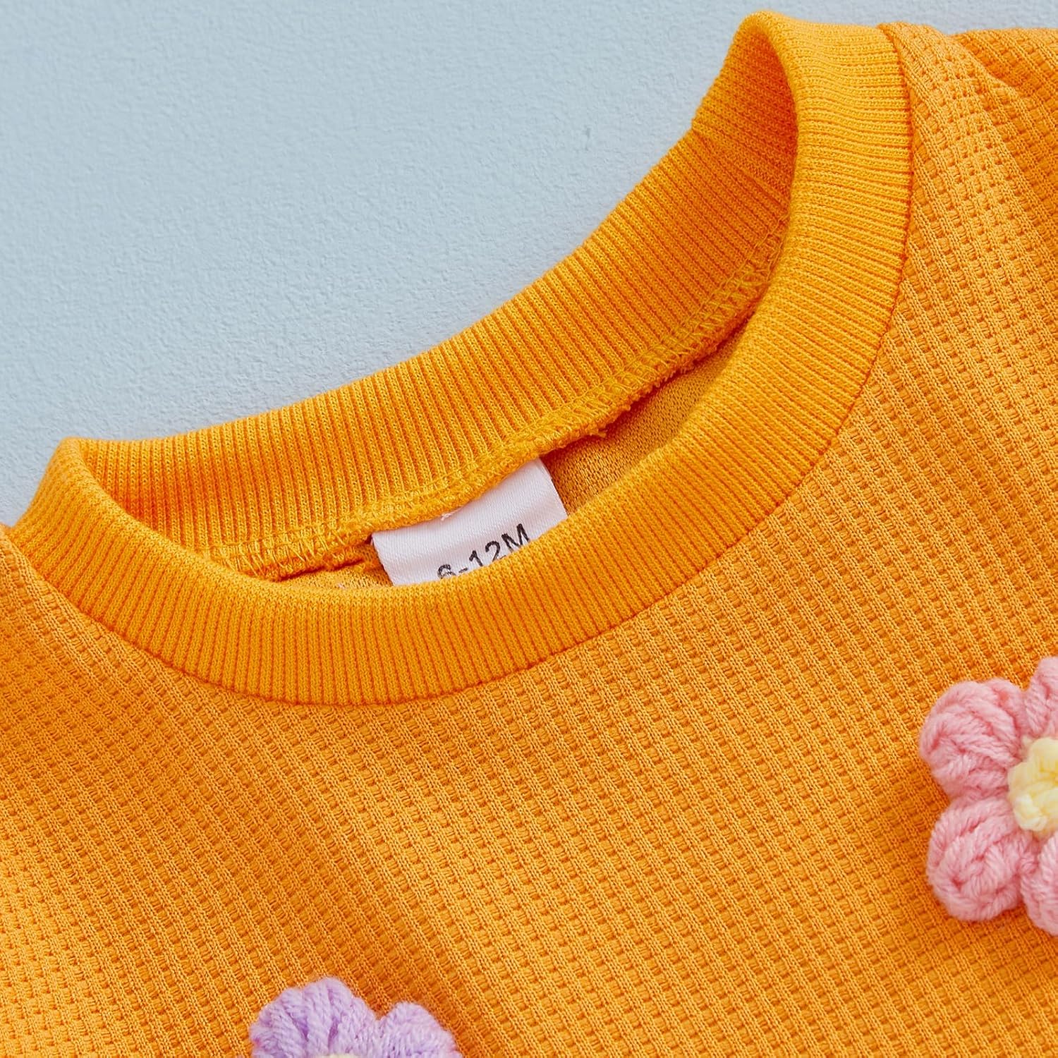 FYBITBO Toddler Baby Girl Clothes Fall Winter Baby Girl Outfit Floral Crewneck Sweatshirt Bell Bottom Jeans Pants Set - Image 3