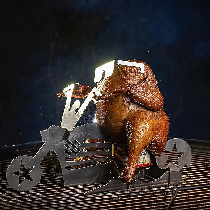 Soporte pollo cerveza motocicleta acero inoxidable parrilla horno ahumador barbacoa regalo papa asador