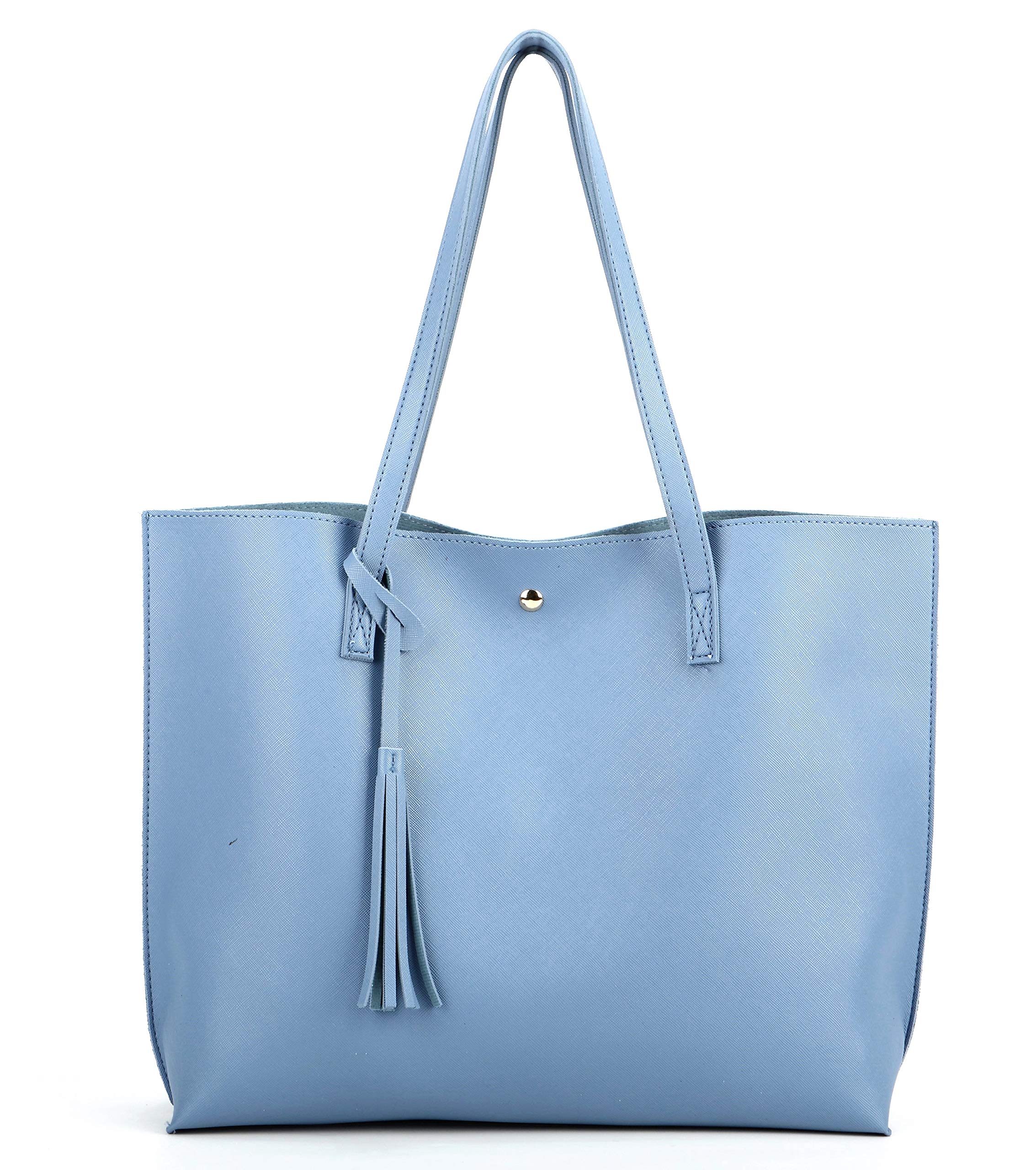 Women Tote Bags Top Handle Satchel Handbags PU Faux Leather Tote Bag with Tassel Shoulder Purse