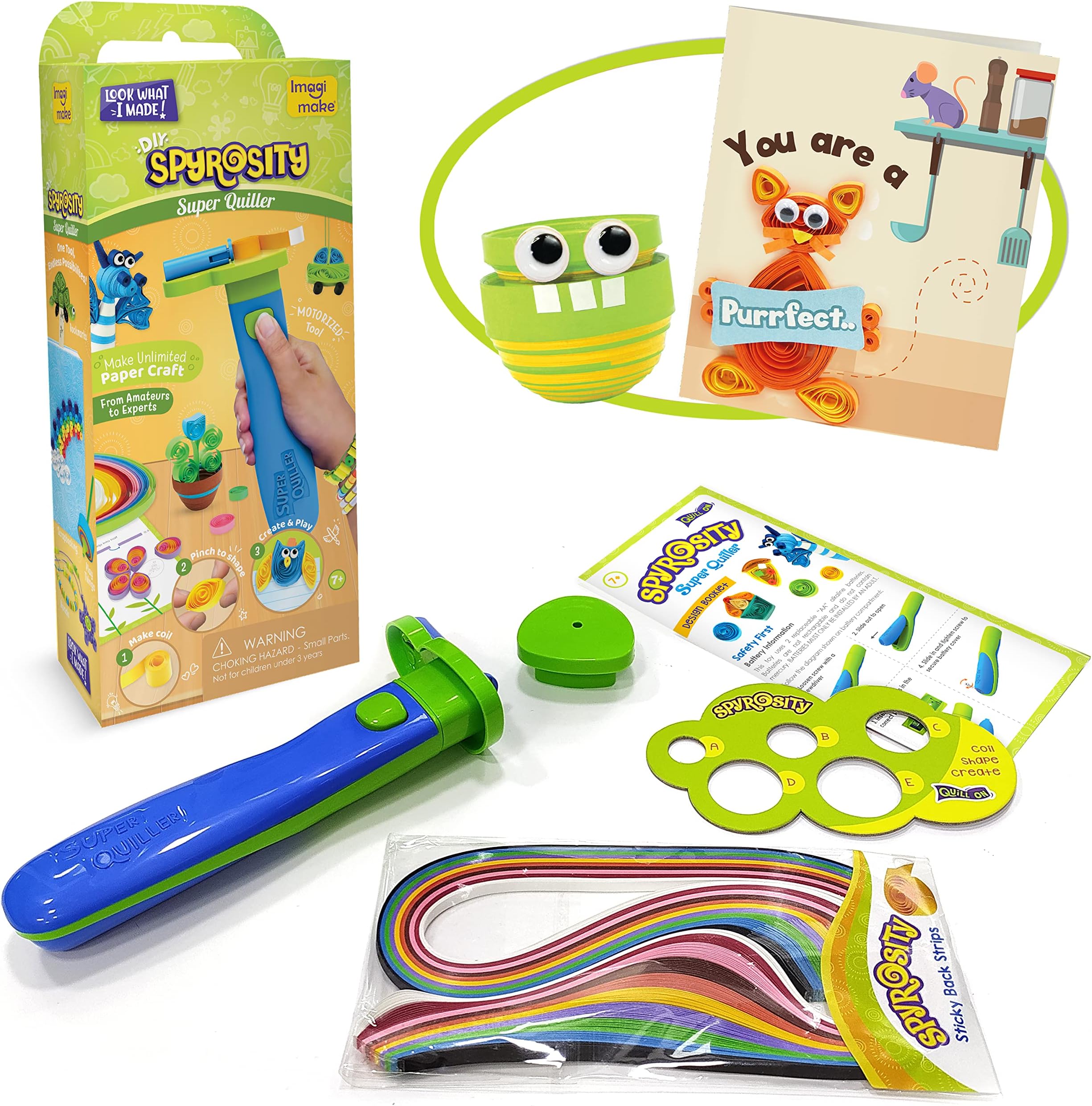 Spyrosity Super Quiller | Motorized Quilling Tool, 100 Sticky Strips, 2D & 3D Disks, Moulding Board & More | Paper Quilling Kit | Craft Kits for Kids | 7,8,9,10,11,12 Girls Birthday Presents