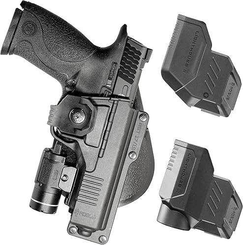 Fobus RBT17BUND OWB - Funda táctica con faro II y III para Glock 17, 22 y 31, Smith & Wesson M&P 0.354 in, 40, M&P Pro .45, 40 y 0.354 in