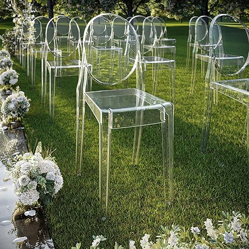 Miniatura 2 de Sillas apilables de acrílico fantasma para eventos, juego de 4