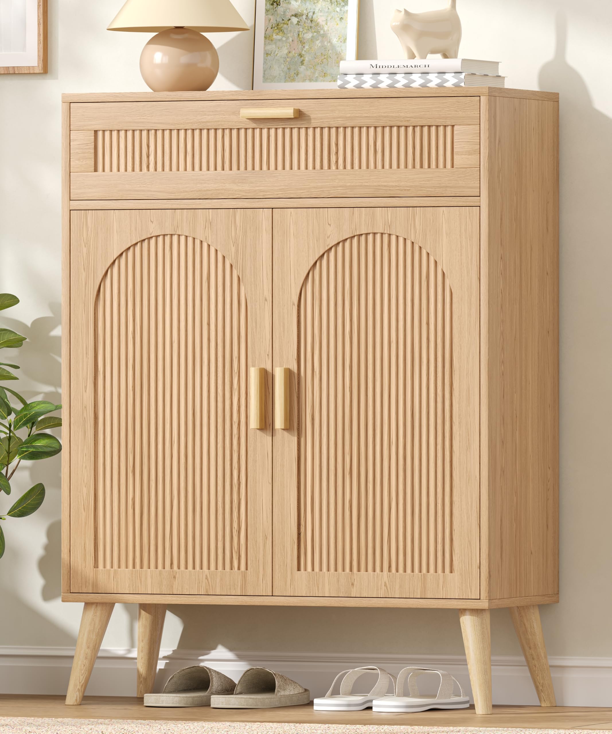 Photo 1 of Keehusux Fluted Buffet Cabinet with Storage - Natural Oak