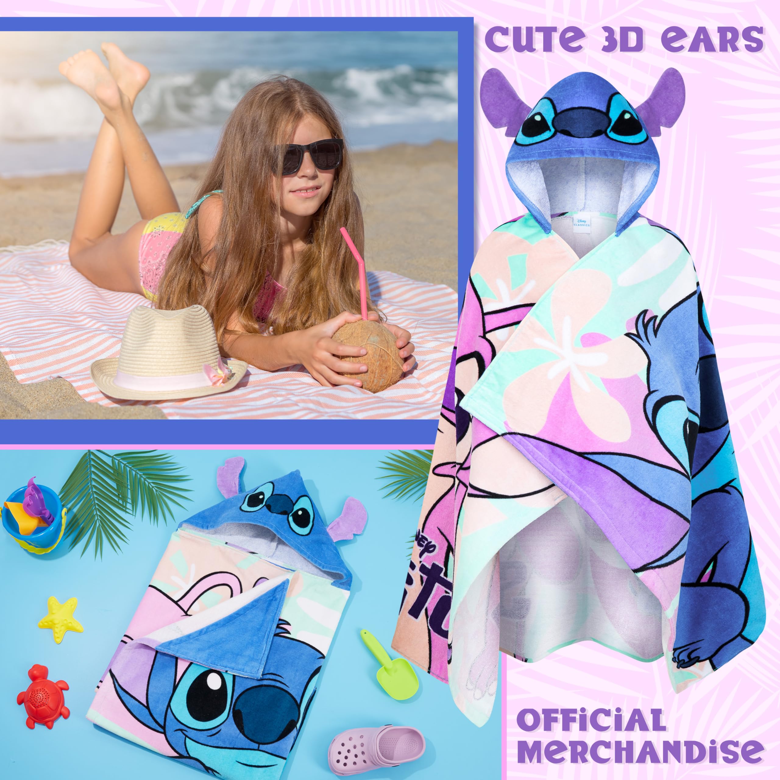 Amazon.com: Disney Stitch Bath Towel with Hood for Kids Teenagers