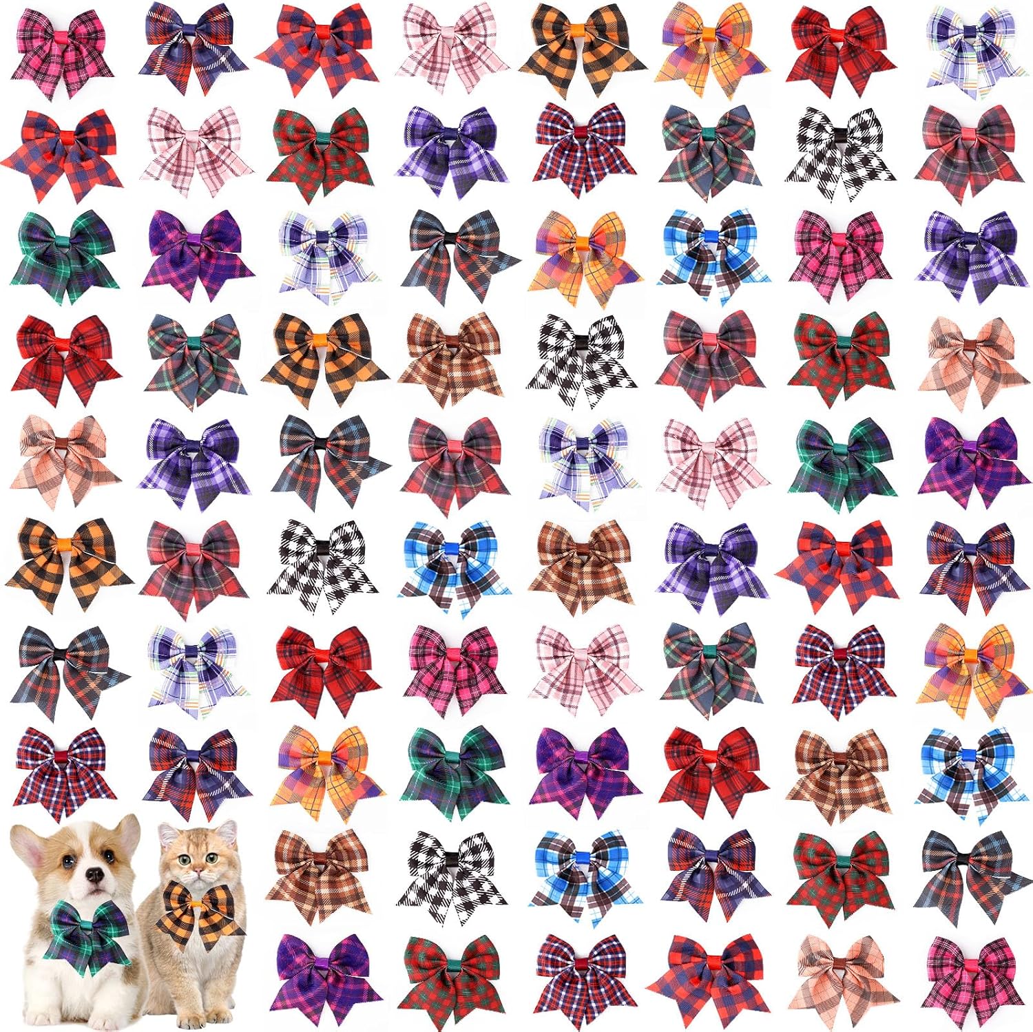 Segarty Dog Bow Ties, 80pcs Bowtie Collars for Small Medium Dog, Comfortable Adjustable Cats Neck Bow Tie Large Puppy Cute Neckties Pet Grooming Accessories for Summer Birthday Wedding