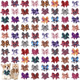 Segarty Dog Bow Ties, 80pcs Bowtie Collars for Small Medium Dog, Comfortable Adjustable Cats Neck Bow Tie Large Puppy Cute Neckties Pet Grooming Accessories for Summer Birthday Wedding