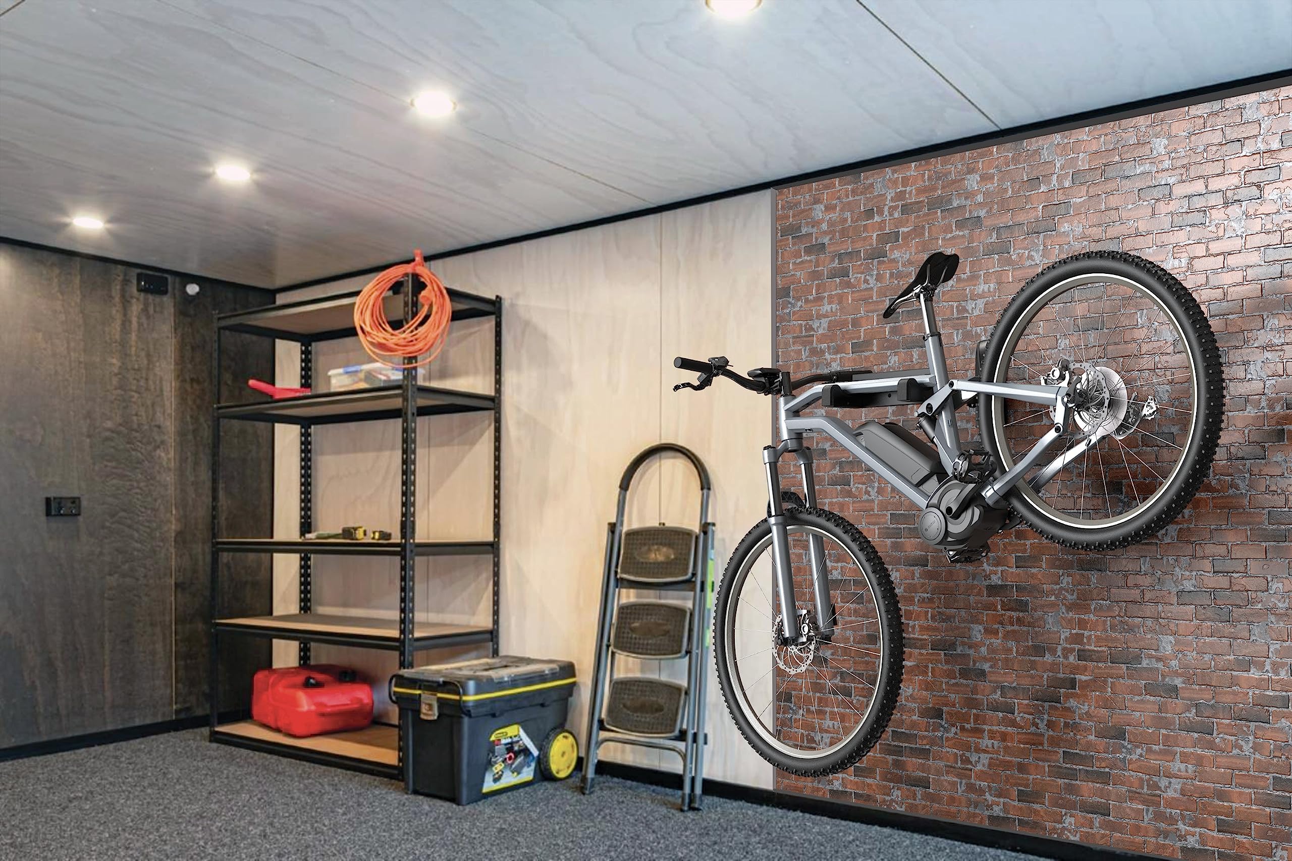 Meliconi MyBike Platzsparende Fahrrad-Wandhalterung, Wand-Fahrradständer für den Innen- und Außenbereich, Klappbare Halterung, Stahlgestell, Tragfähigkeit: 30 kg, Made in Italy