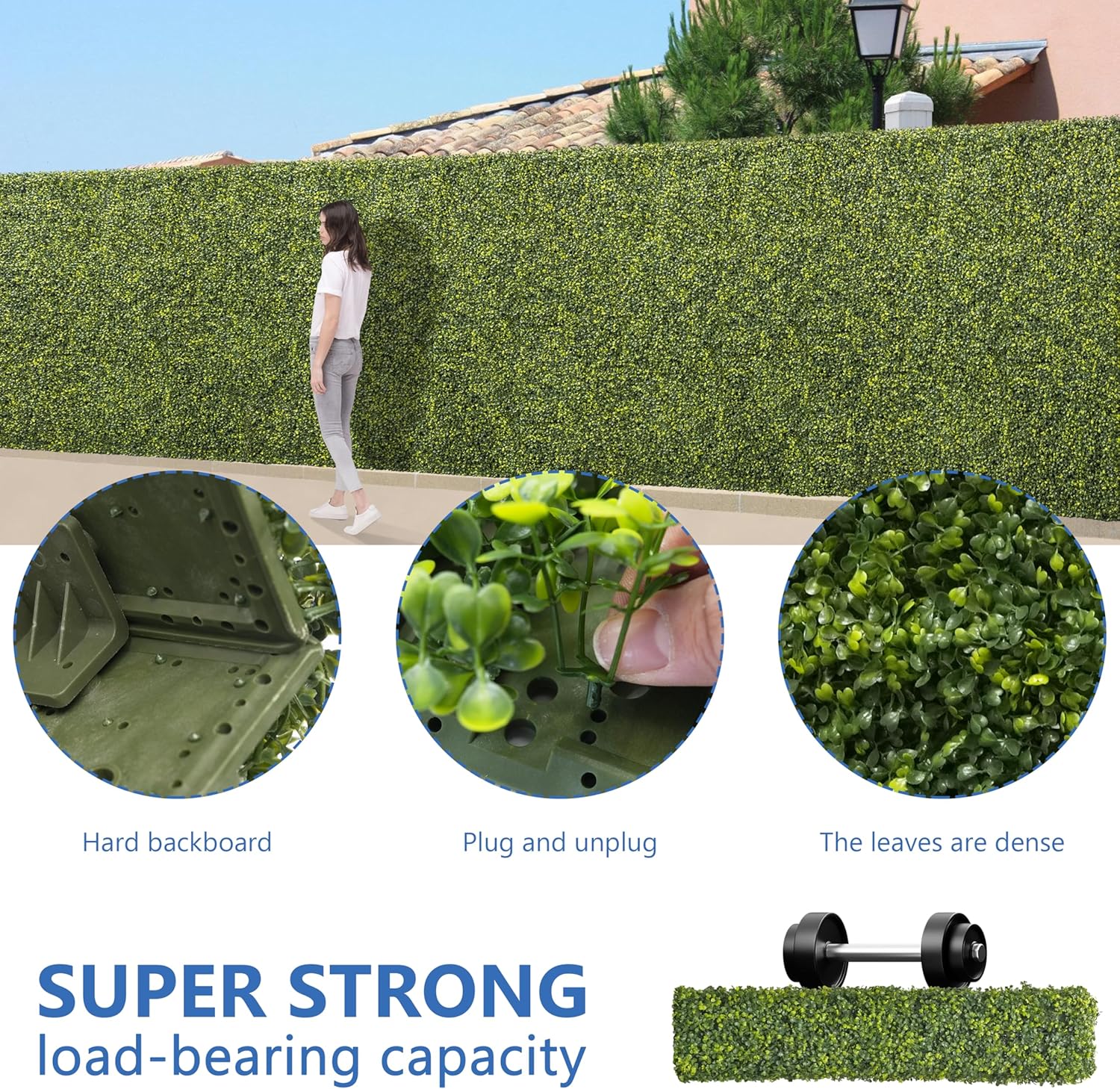 ECOOPTS Artificial Boxwood Hedge Divider Wall with Faux Leaves for Party Wedding Home Yard Office (18" Wx36 Hx6 D)