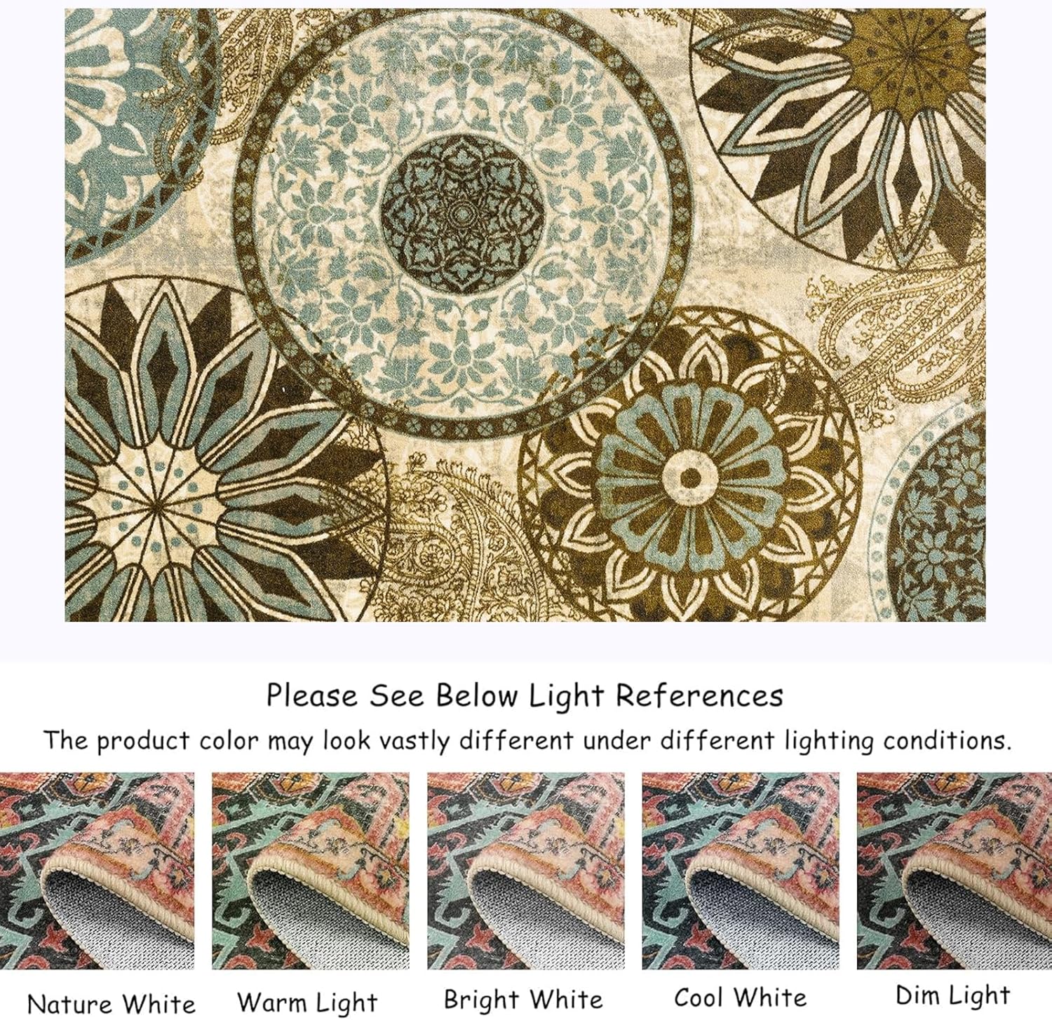 MiZuH Modern Abstract Area Rug, 1.5 x 2.5ft, Boho Vintage Design Rug for Living Room, Bedroom, Kitchen, Non-Slip Indoor Rug, Print Design