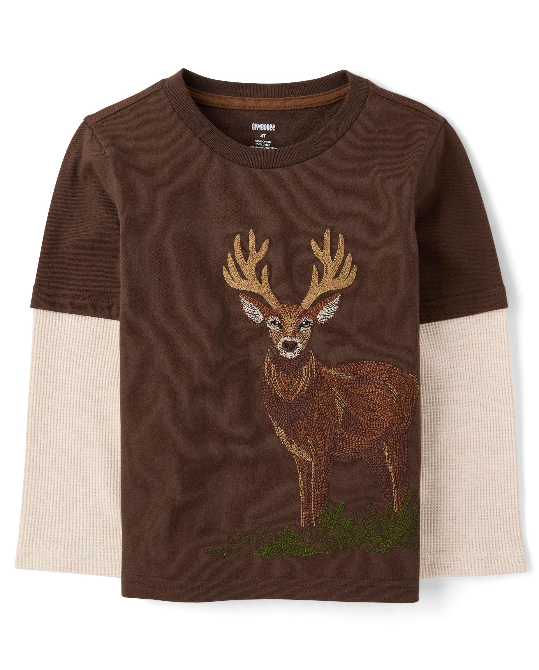 Gymboree Boys and Toddler Embroidered Graphic Long Sleeve Layered T-Shirts