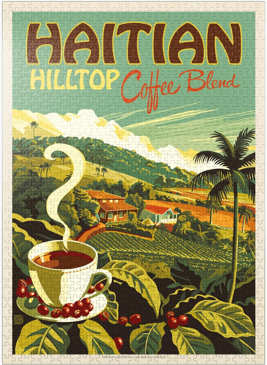MyPuzzle Haitian Hilltop Coffee, Vintage Poster - Premium 1000 Piece Jigsaw Puzzle for Adults