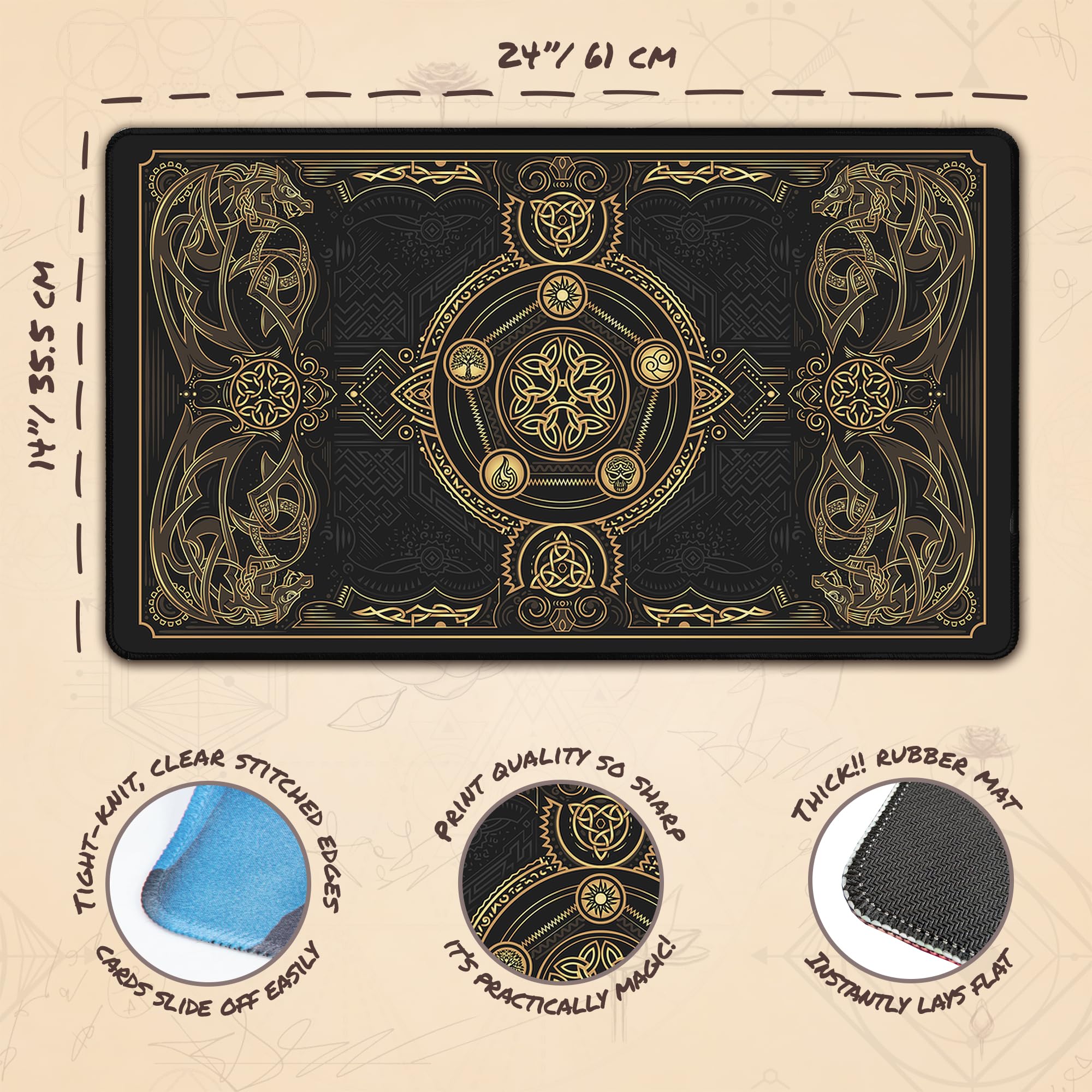Scourge Dragon Blast (Bordes cosidos) - Alfombra de Juego MTG - Compatible con tapete de Juego Magic The Gathering - Juega a MTG, YuGiOh, TCG - Diseños Originales y Accesorios