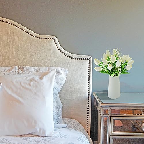 Miniatura 3 de Mandy's - Ramo de flores artificiales de seda, 20piezas de tulipanes blancos y 3piezas de flor de nube,13.5pulgadas, al por mayor para decoración