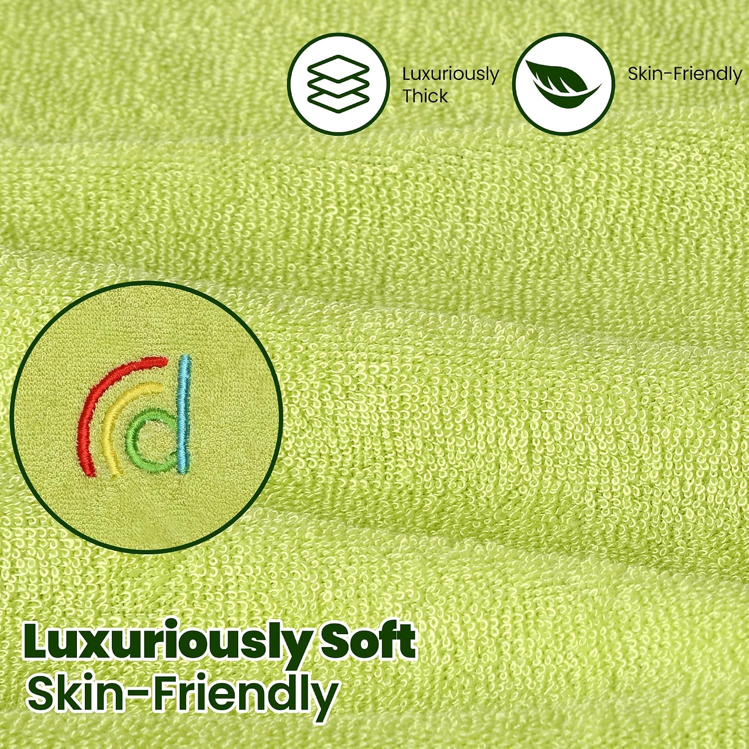 Hooded Baby Towel and Washcloth Set, Viscose and Cotton, Ultra Soft, Absorbent, Bath Towel for Newborn, Infant, Toddler (Frog)
