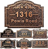 Vista 29 de Placa personalizada de dirección de casa de 12 pulgadas, números fundidos para exteriores, placa de señal de dirección personalizada con nombre