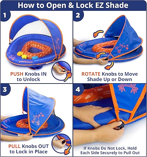 Miniatura 6 de SwimSchool Deluxe Infant Baby Pool Float Super Buoyant, Low Center Gravity Adjustable Seat, Includes Splash & Play Center, Swim