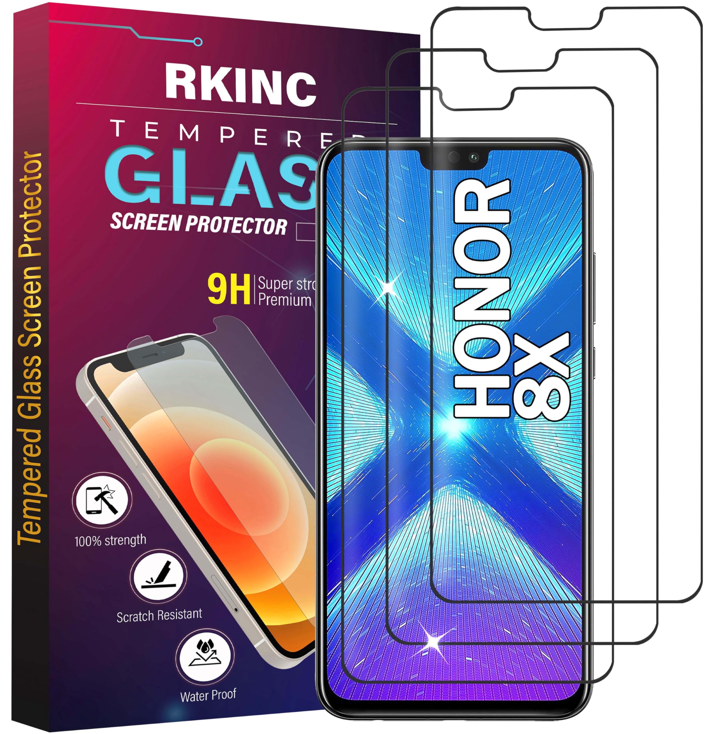 NEW'C Lot De 2 Verre Trempé Pour Honor 8X Film Protection écran Sans