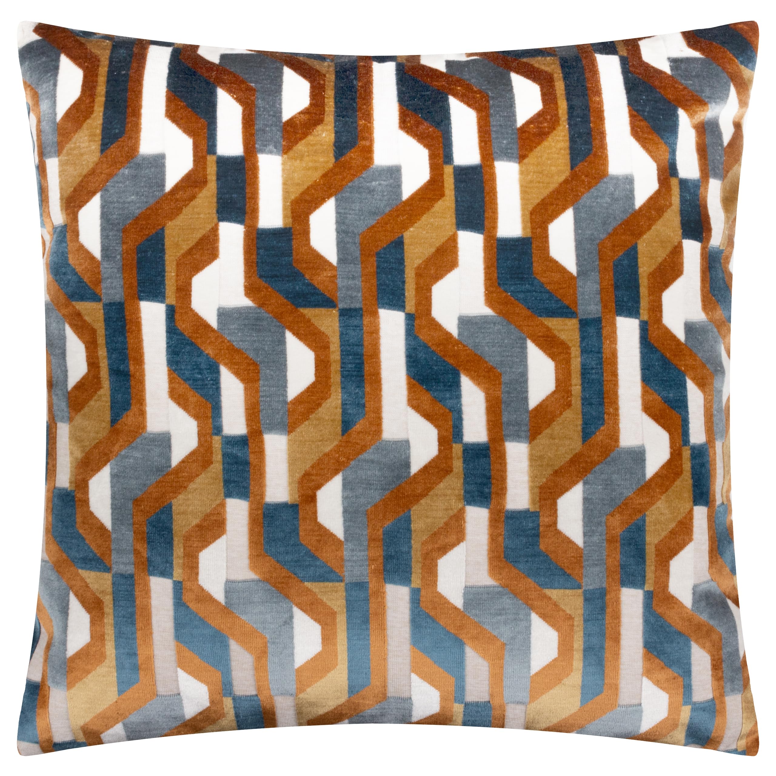 furn. Metro Prism Cushion Cover – Geometric Velvet Jacquard Decorative Case (Ginger – 45x45cm)
