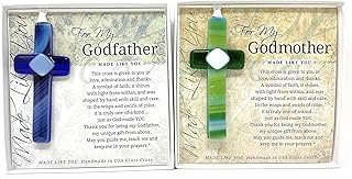 The Grandparent Gift Co. Handmade Glass Cross Set, 5.5x5.5 inches, Religious Occasion Gift for Godparents