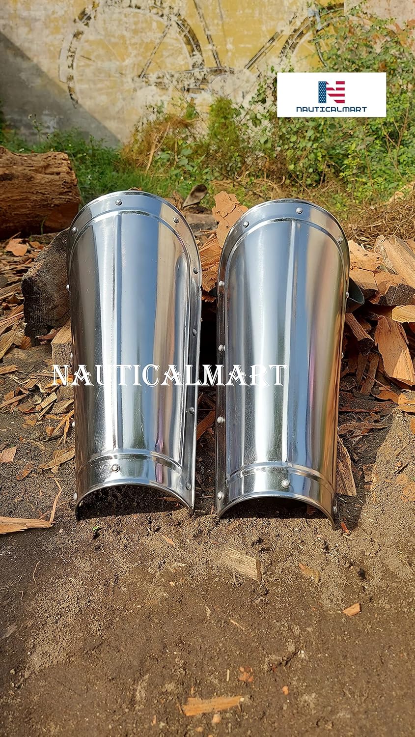 Medieval Pair of Leg Greaves Armor & Steel Arm Guards Set Viking LARP Accessories Functional Re-Enactment Knight Armoury Collectibles - Image 8