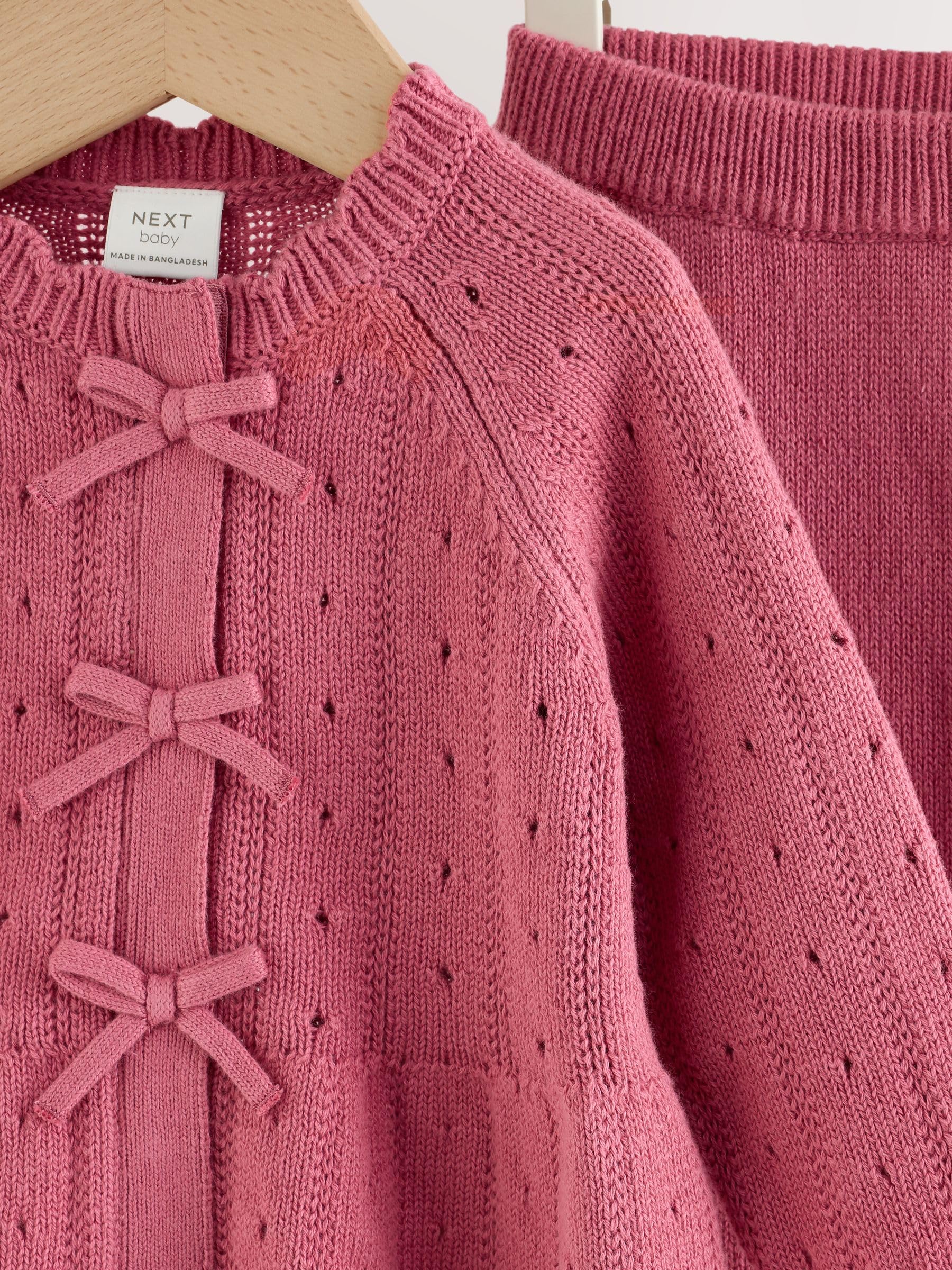 NEXT Bambina Confezione da 2 con Cardigan a Maglia con Volant e Fiocco e Leggings per Neonati