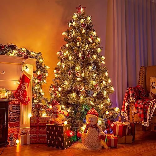 Miniatura 9 de Luces LED vintage C9 de Navidad para exteriores, cadena de luces C9 de 100 pies con 50 bombillas C9 inastillables, luces de árbol de Navidad