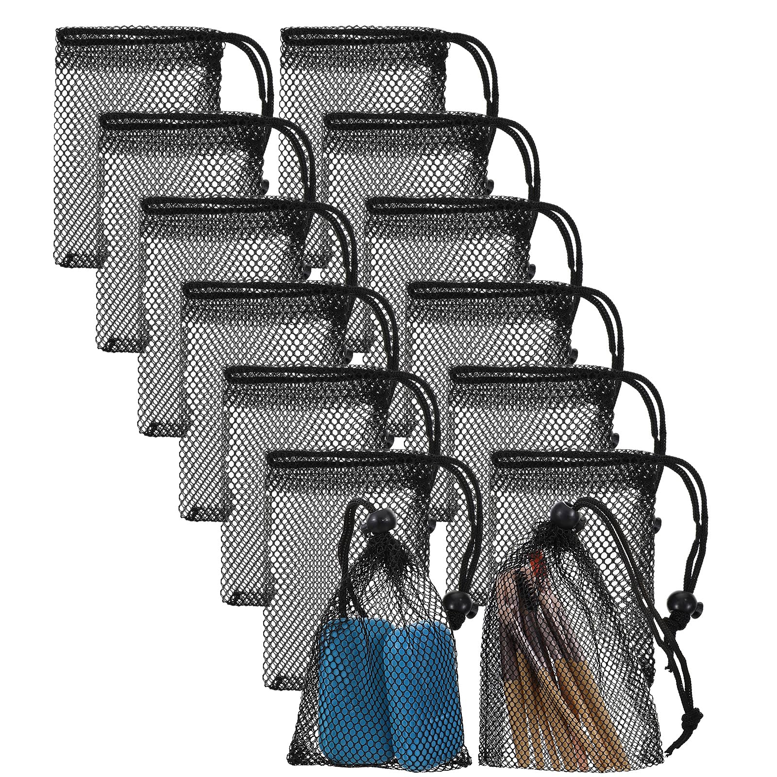 12Pcs Small Mesh Drawstring Bags, 6X4 Portable Nylon Net Storage Bag