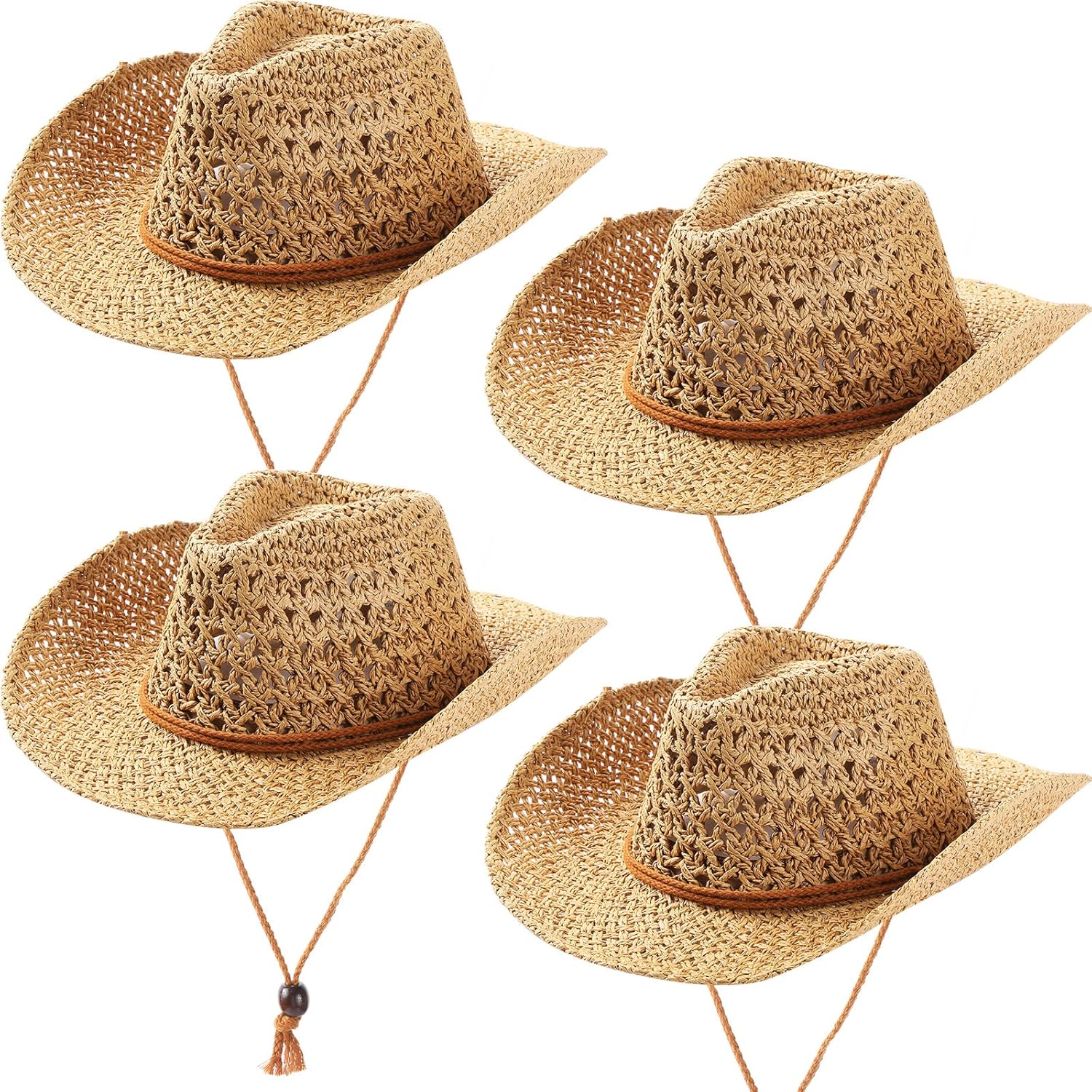 Unittype 4 Pcs Straw Cowgirl Cowboy Party Hats for Party – Fun Cowgirl Cowboy Party Hats for Bachelorette, Western Theme Parties, Photo Props & Group Events Khaki