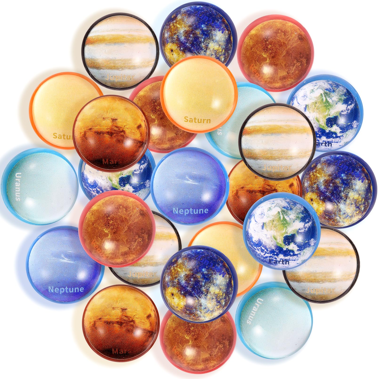 24 Pcs Space Solar System Planet Theme Balls, 32mm Rubber Balls for Kids Party Favors, Birthday Gift Bag Filling