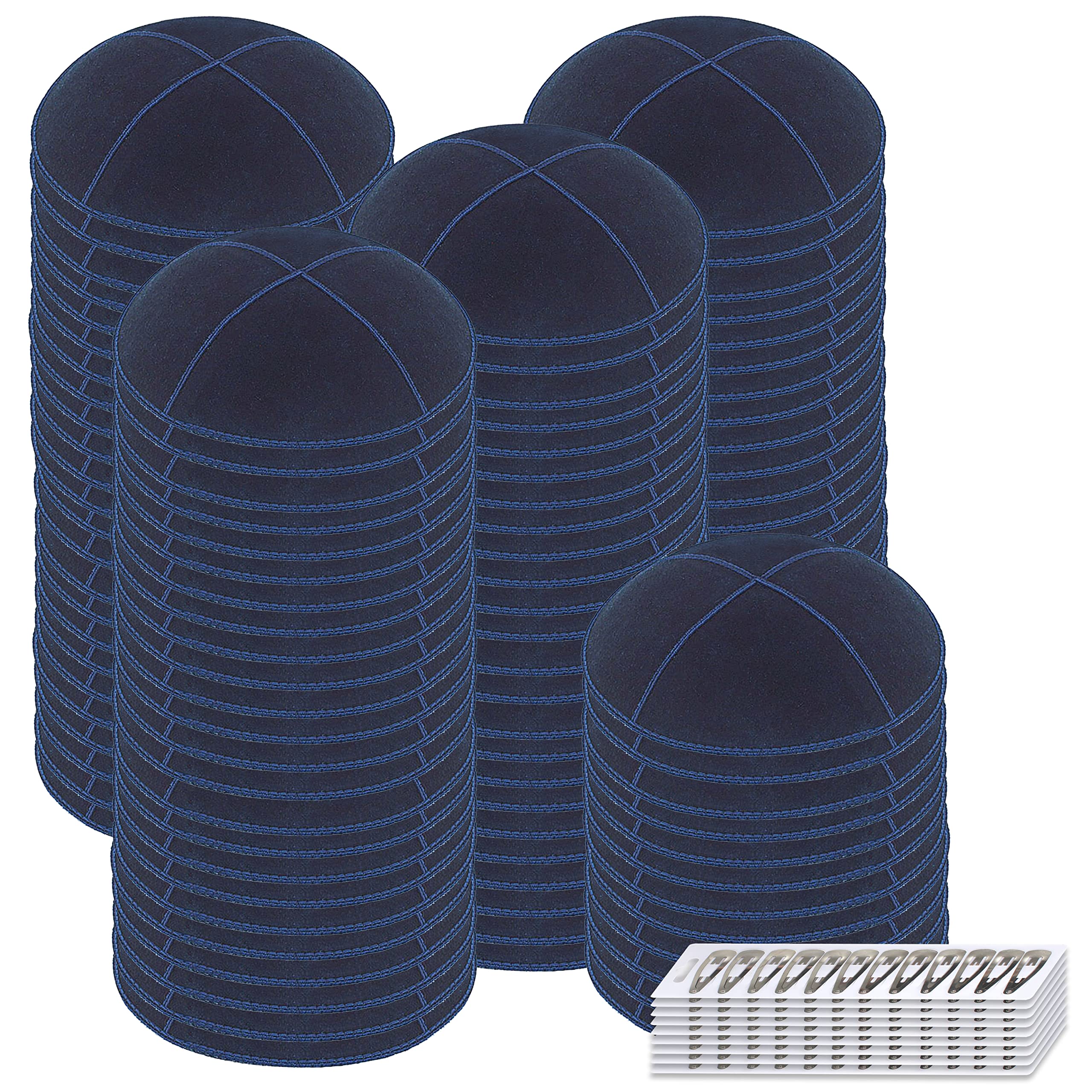 Zion Judaica Genuine Suede Kippot Bulk Packs or Single Pieces Clips Included