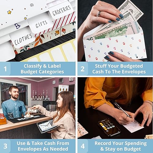 Miniatura 4 de Monedero con sobres para efectivo Azure, todo en uno, sistema de presupuesto con 12 sobres para efectivo, 12 tarjetas de presupuesto mensual, 1 hoja