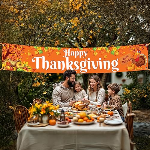Miniatura 6 de KatchOn, Cartel de Feliz Acción de Gracias al aire libre  Xtralarge, 120 x 20 pulgadas  Cartel de patio para decoraciones de Acción de Gracias al