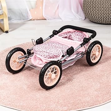 Bayer Trendy Doll Pram, Pink Animal Stroller for Dolls up to 18 in