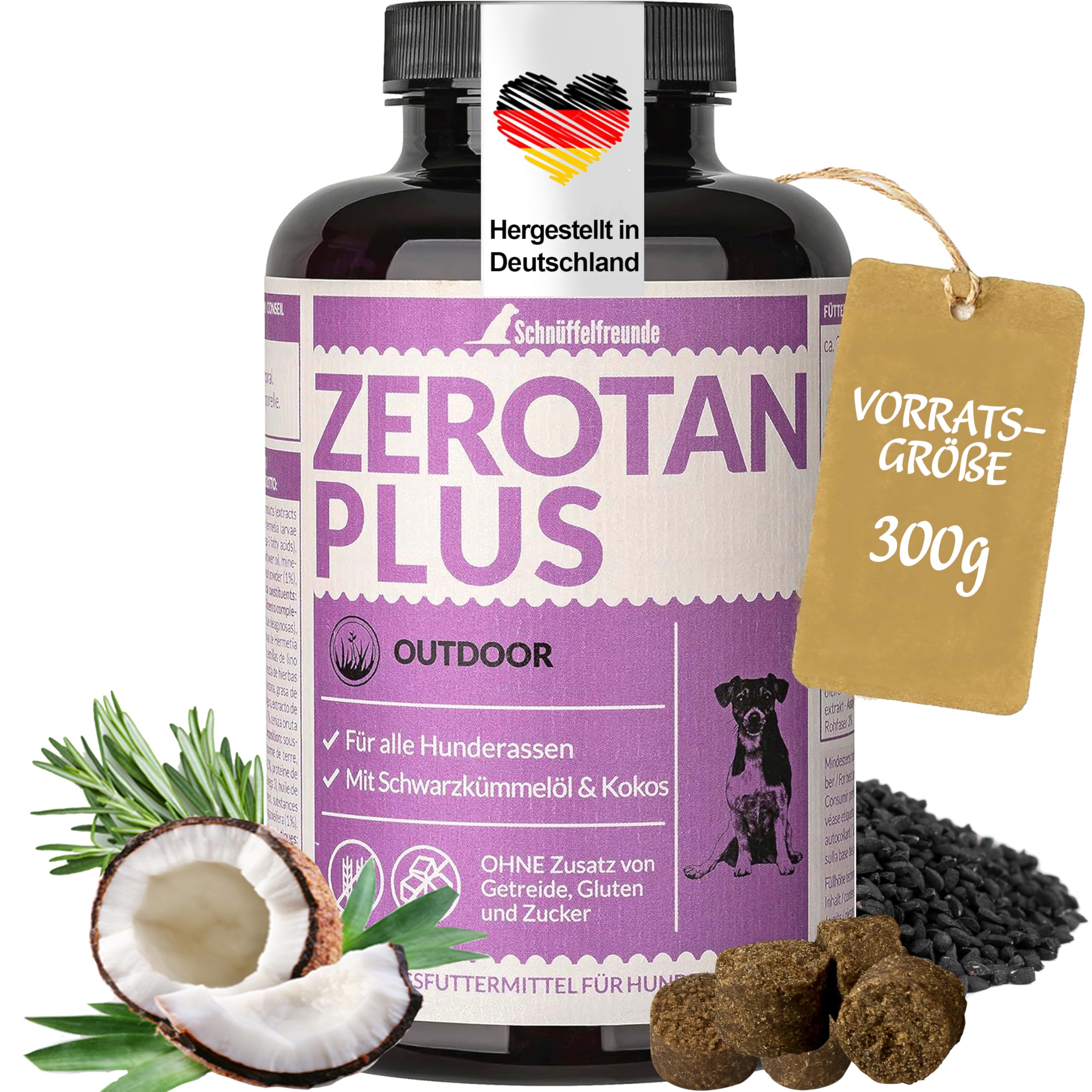 Zerotan Plus I Mit Schwarzkümmelöl und Kokosöl - Snack für Hunde (300g - ca. 360 Stück)