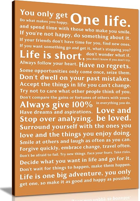 Panther Print, Canvas Wall Art, Pictures for Bedroom Walls, Framed Prints for Office and Hallway, Inspirational Quotes in Frames, Life Manifesto, Print for Special Occasions, Orange (18x12 Inch)