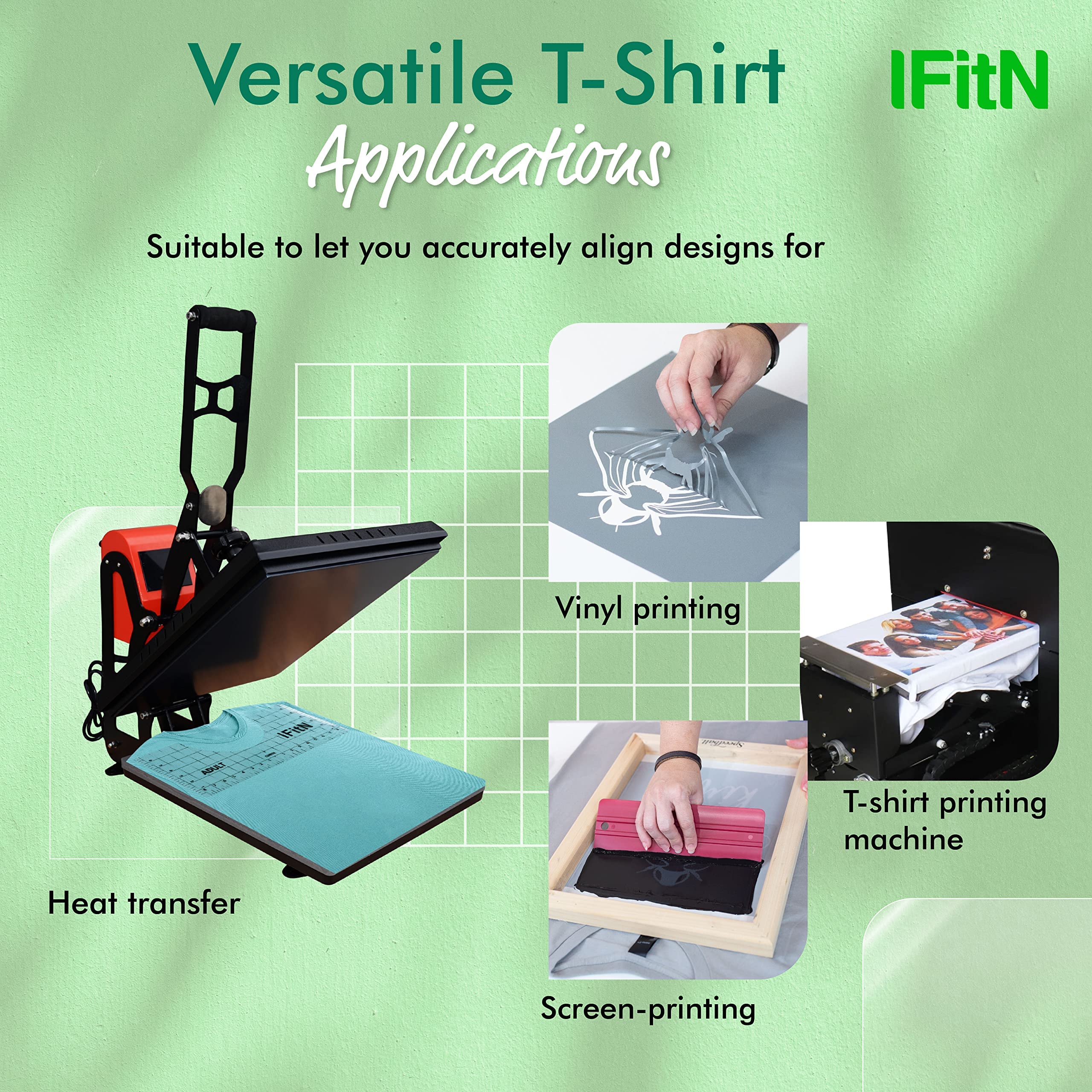 IFitN T Shirt Ruler Guide for Vinyl Alignment 17x7 Inch Clear Acrylic Square for Accurate Measuring and Centering of Design on Adult Tee - Durable Tshirt Alignment Tool Can Withstand High Heat Press