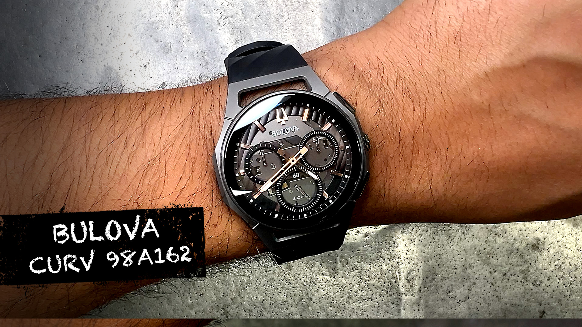 Watch Review Bulova CURV Chrono Black and Titanium Watch 98A162 on 