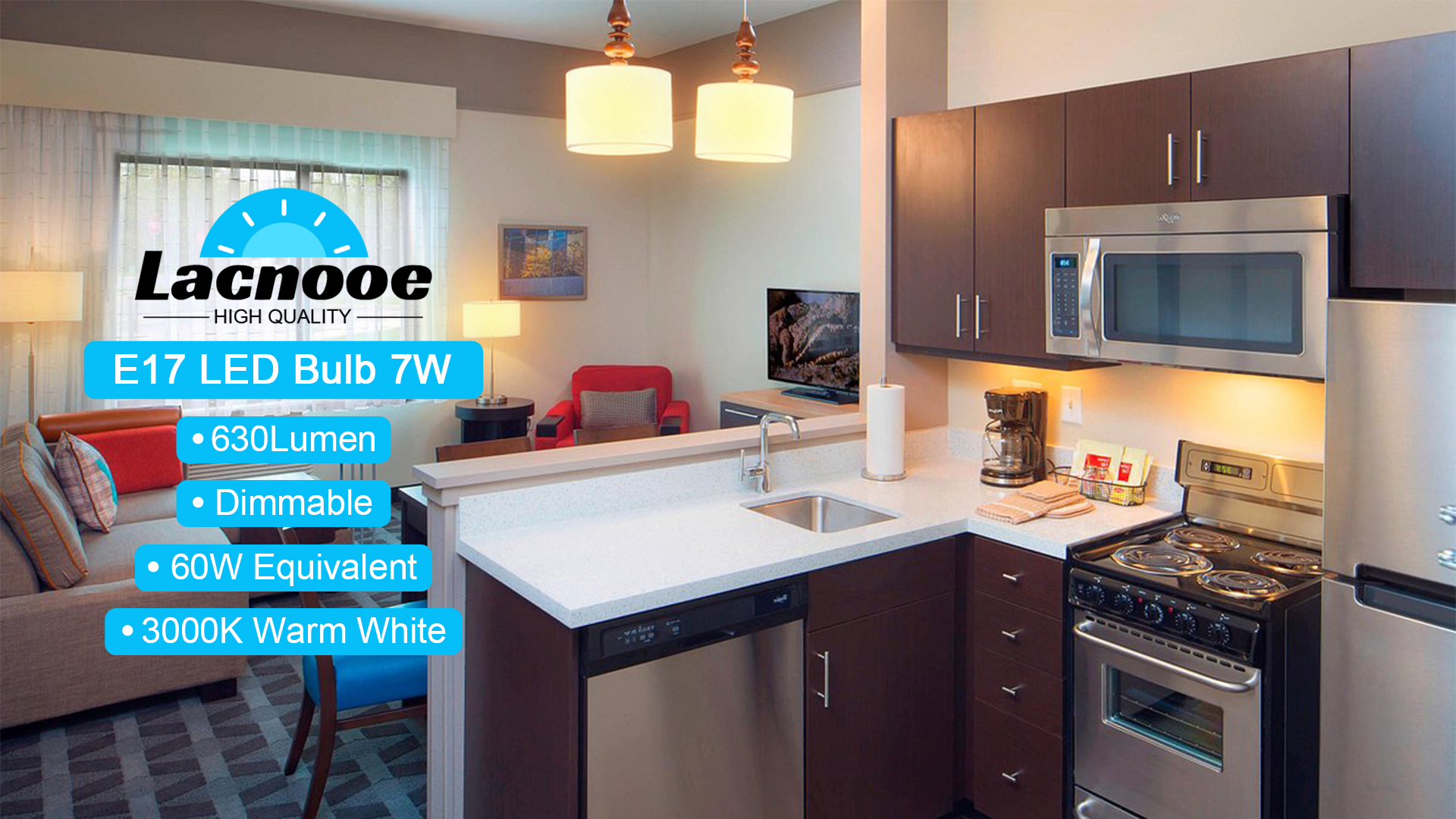Image of E17 LED Bulb Dimmable, 7W Microwave Over Stove Bulb, 120V 60W Incandescent Equivalent, Warm White 3000K, Fit for Whirlpool Maytag GE Kenmore LG Microwaves, Replaces 8206232A 1890433 AP4512653, 2 Pack