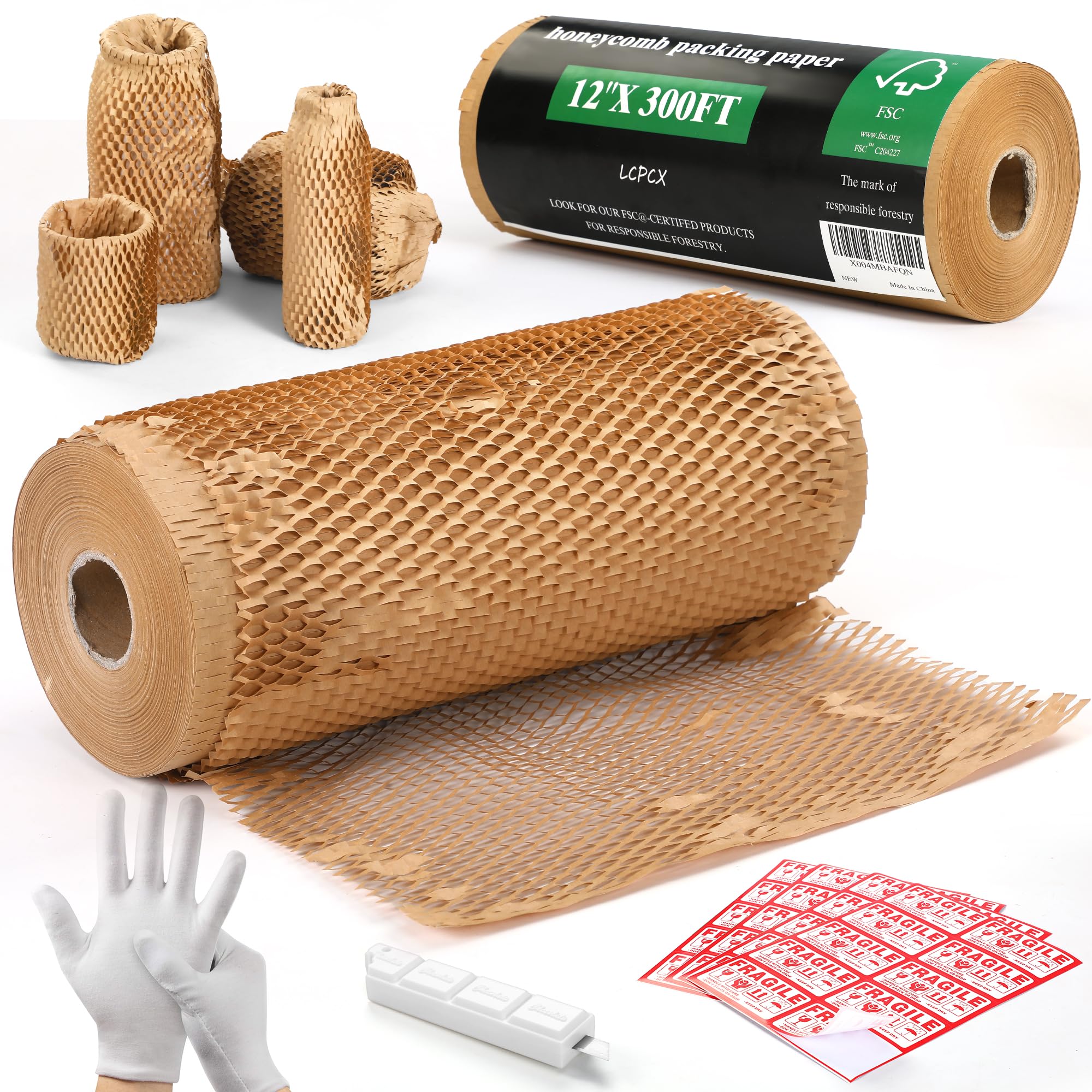 LCPCX Honeycomb Packing Paper 12"x300ft (30cm x 90m), Brown