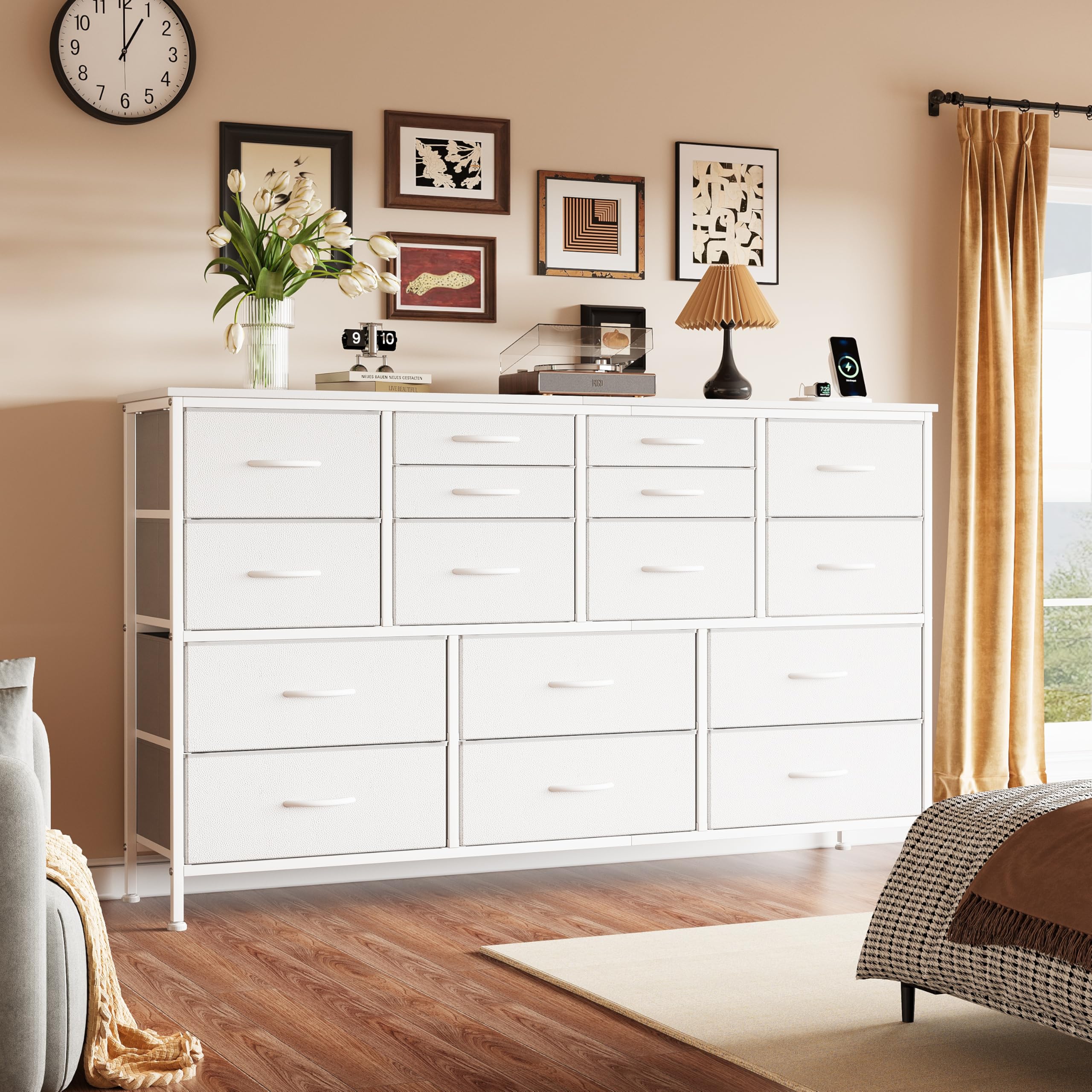 tv dresser for bedroom Aowos Dresser TV Stand with 4 Drawers Dressers for Bedroom, Black Dres
