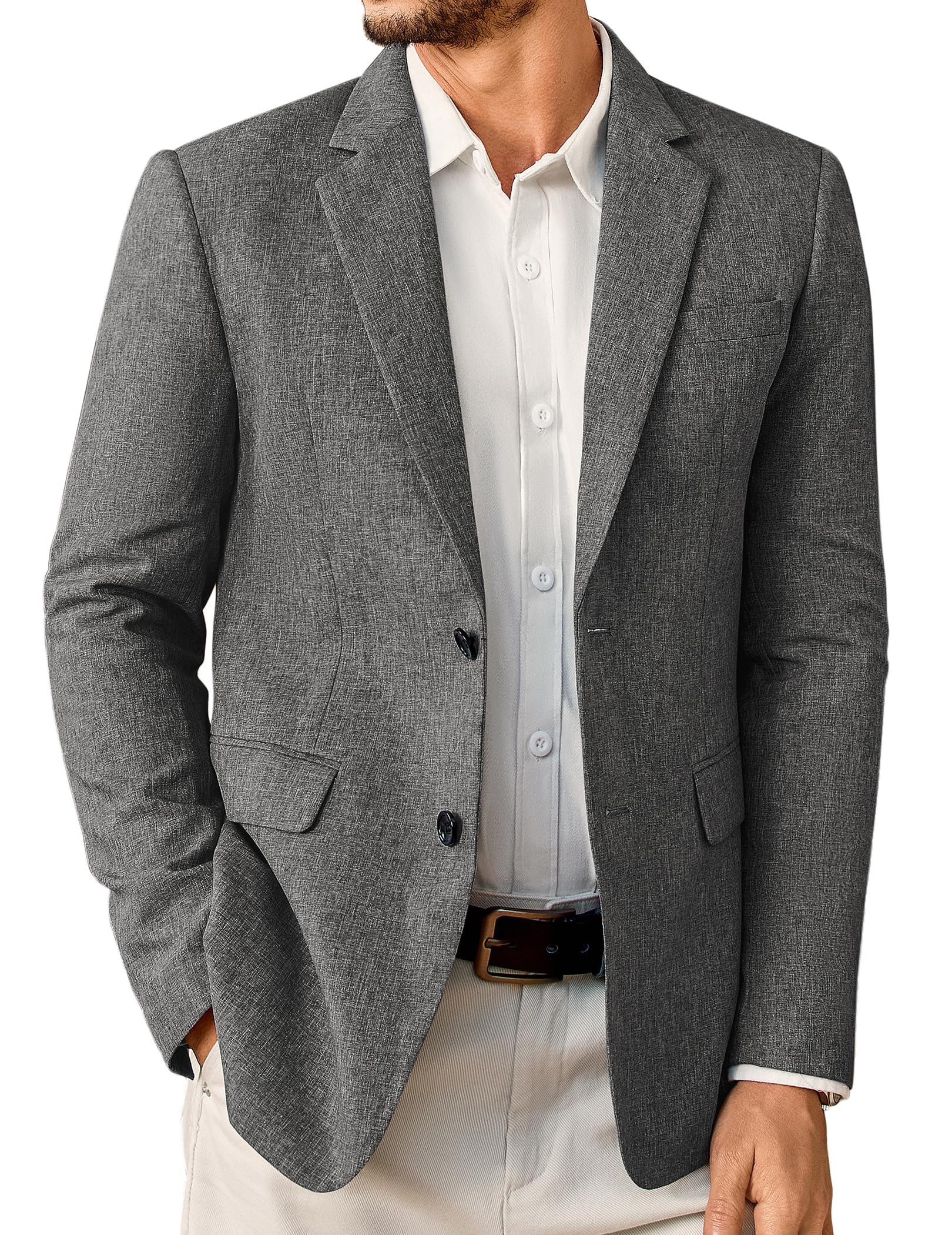 Vssjavun Sports Coats for Men Regular Fit 2 Button Casual Suit Jacket Lightweight Blazers Darkgrey XL