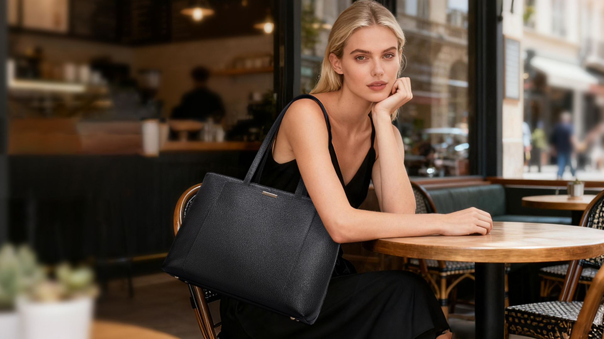 Bolso Tote de cuero genuino para mujer miniatura 7