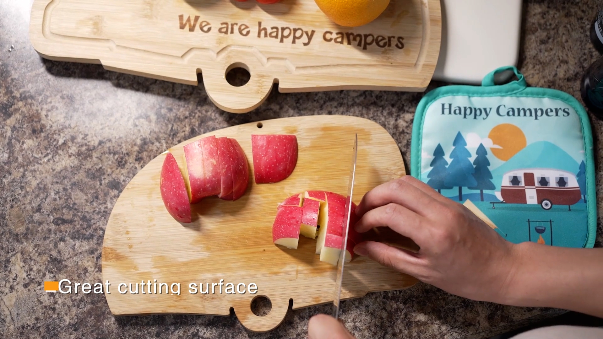 Amazon.com: Happy Camper Bamboo Large Cutting Board, Rv Wooden Stove Top  Cover Noodle Board,Meat Cutting Board for BBQ, Carving Board for  Turkey,Large Charcuterie Board,RV Kitchen Decoration: Home & Kitchen