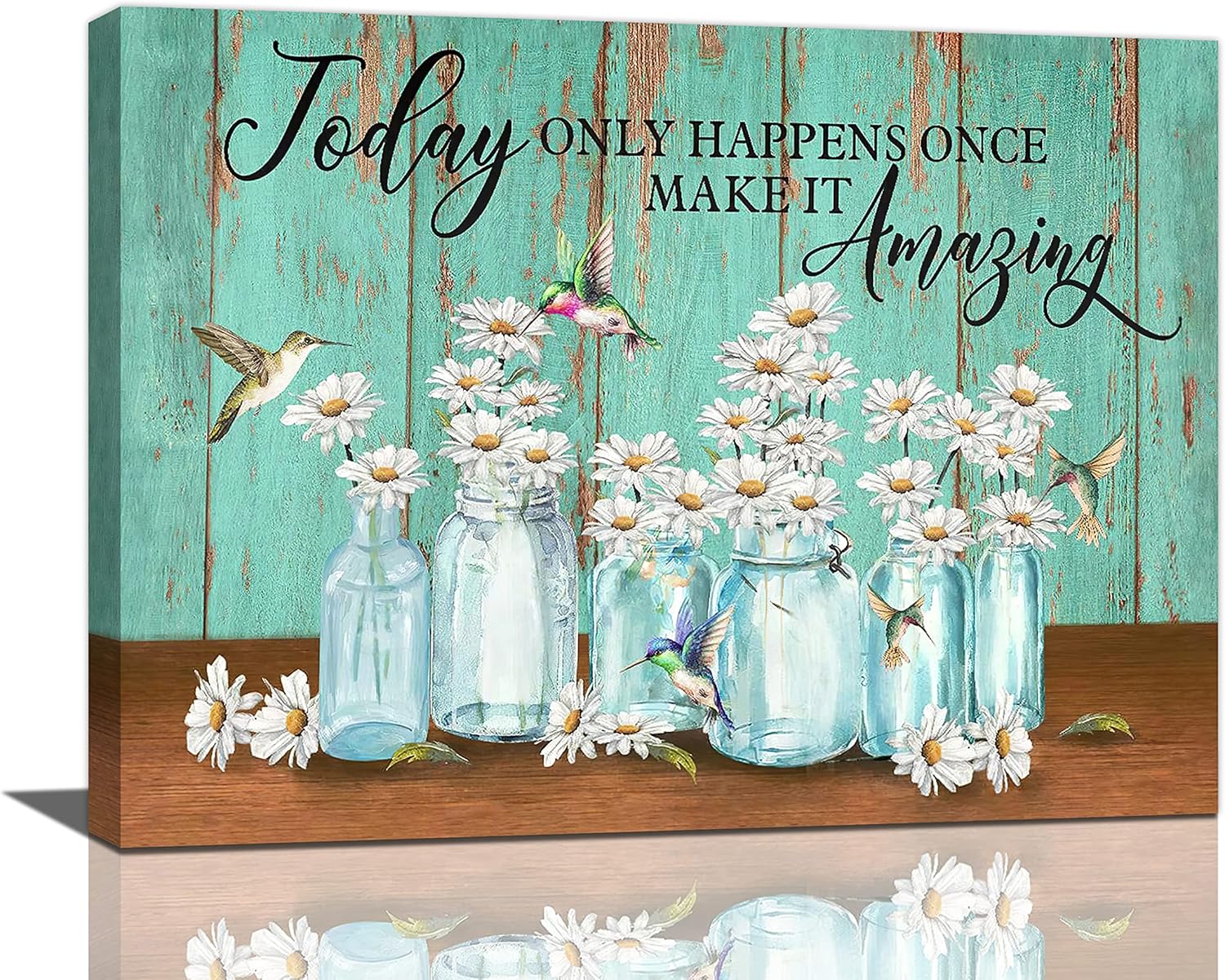 Farmhouse Floral Wall Art Rustic Daisy Hummingbird Pictures