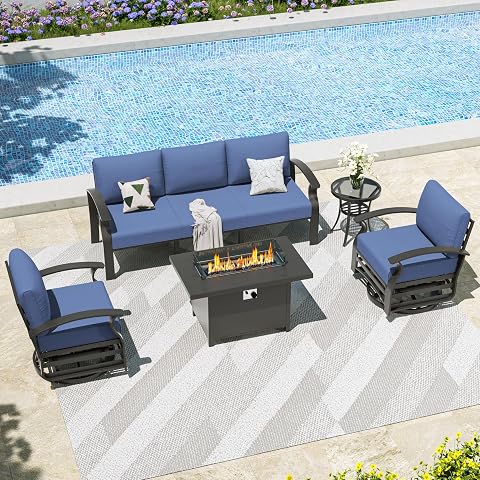 Kullavik Aluminum Outdoor Patio Furniture Set with 5.1-inch Cushions
