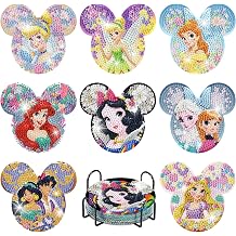 LWZAYS Diamond Painting Coasters Kits, 8 Pack Cartoon Diamond Art Coasters with Holder, Crafts Kits for DIY Coasters, Diamond Art Coasters